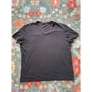 Theory‎ Gaskell V Strato V-Neck T-Shirt Black Cotton H1194511 Womens XL